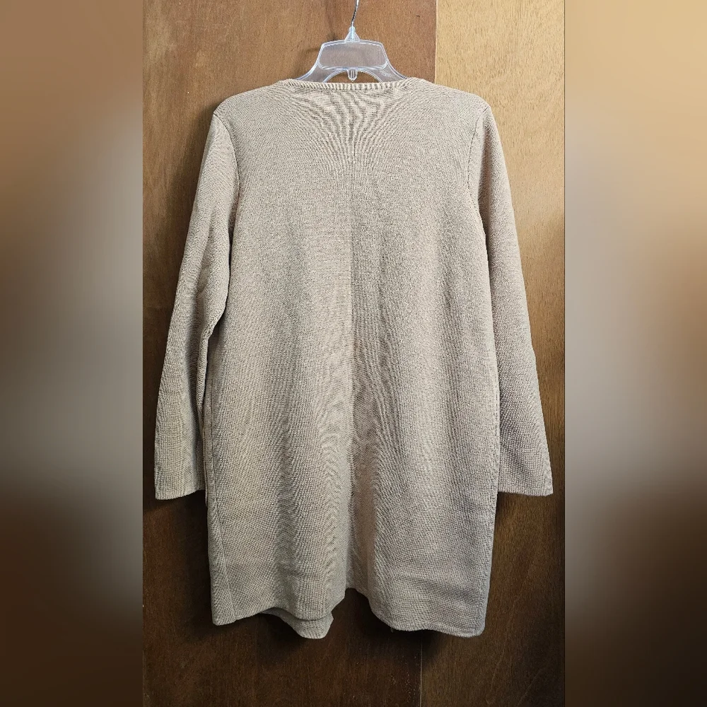 J. CREW 365 Womens Long Sleeve Open Front Cardigan Sweater Duster Beige Medium - Picture 8 of 8